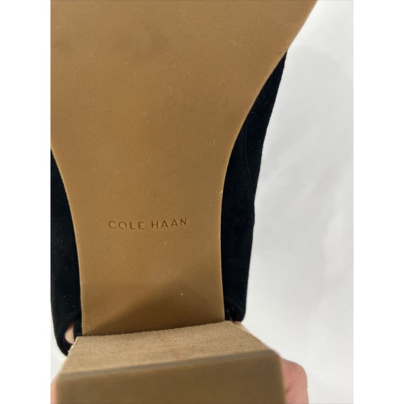 Cole Haan Callista Open Toe Sling Black Suede Bootie Size 10B Sz 10 Peep Toe - Picture 9 of 14